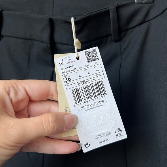 NWT Mango Black Slit Hem Trousers Size US 6 - Picture 6 of 6
